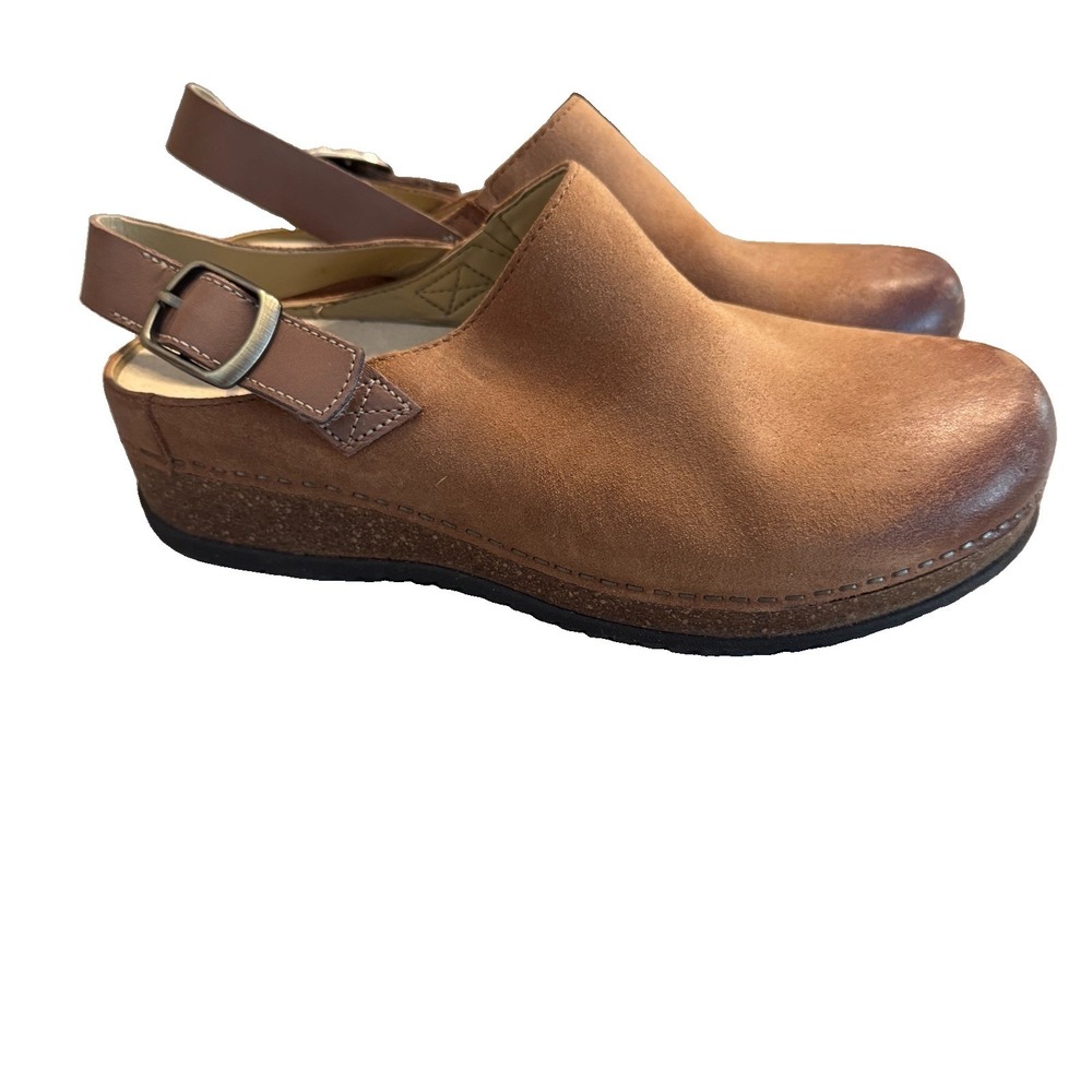 Dansko Merrin Slingback Leather Clog Comfort Brown Tan Size 39 US 9 Women's